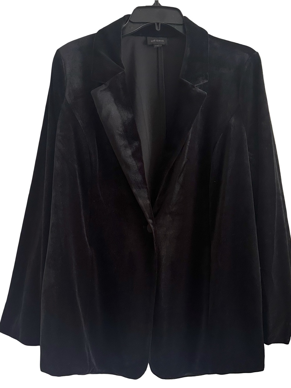 J.Jill Wearever Soft Black Velvet Elegant Blazer Jacket with Side Pockets